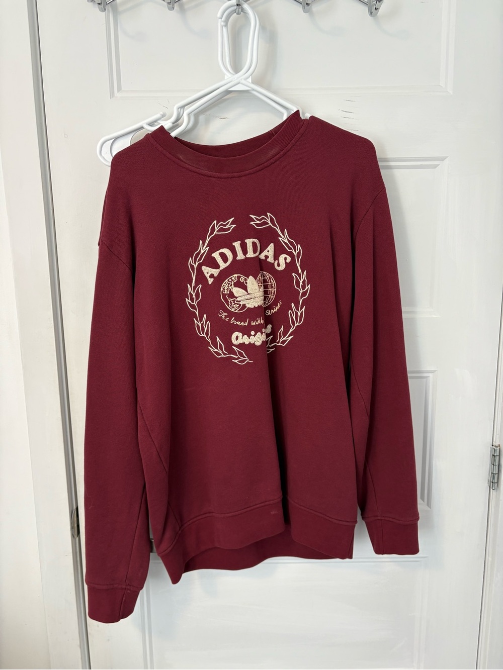 adidas Burgundy Crewneck Sweatshirt with Cream Logo